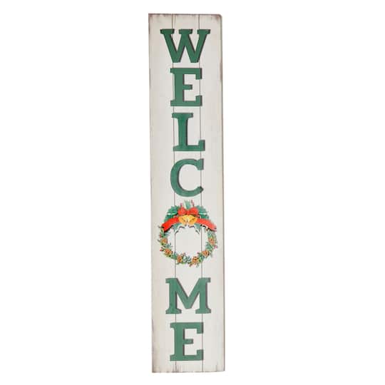 40" Holiday Welcome Standing or Hanging Wood Sign